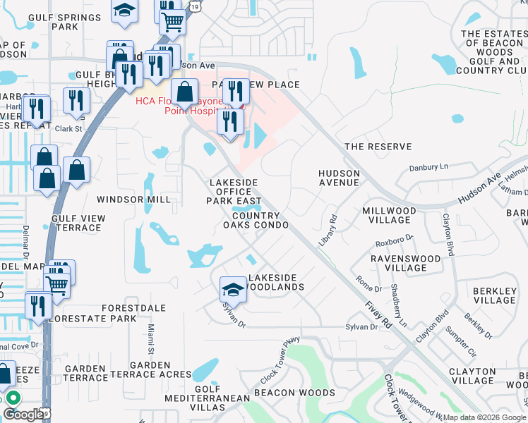 map of restaurants, bars, coffee shops, grocery stores, and more near 7737 Eureka Drive in Hudson