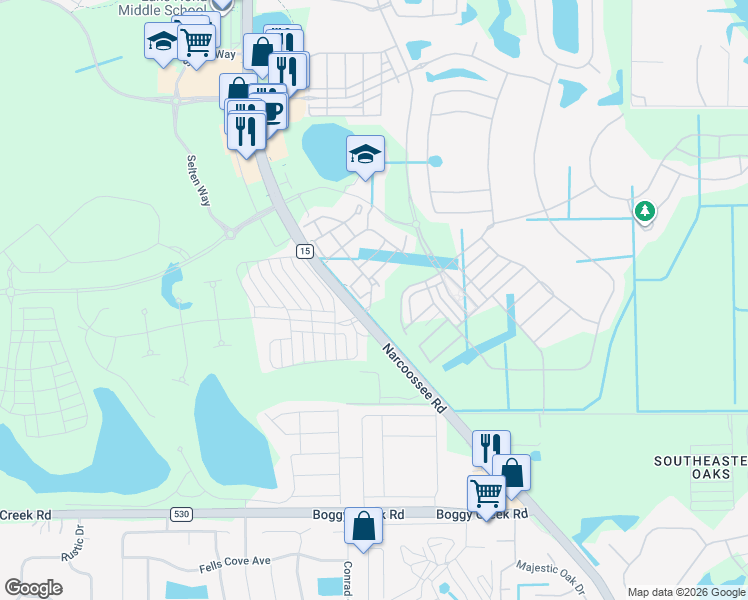 map of restaurants, bars, coffee shops, grocery stores, and more near 14299 Sanctuary Crossing Road in Orlando