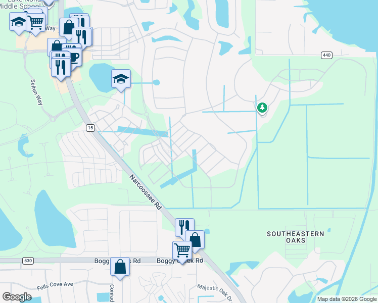 map of restaurants, bars, coffee shops, grocery stores, and more near 13225 Oakenshaw Lane in Orlando
