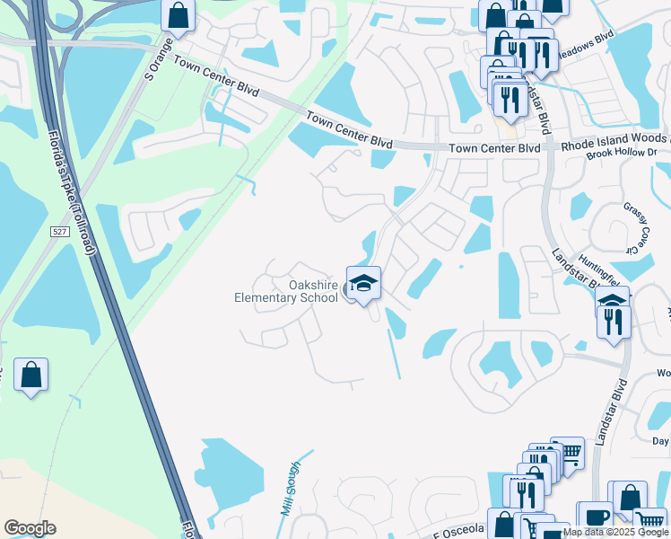 map of restaurants, bars, coffee shops, grocery stores, and more near 1051 North Breeze Court in Orlando