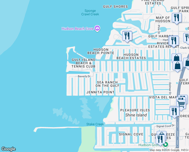 map of restaurants, bars, coffee shops, grocery stores, and more near 13636 Veronica Drive in Hudson