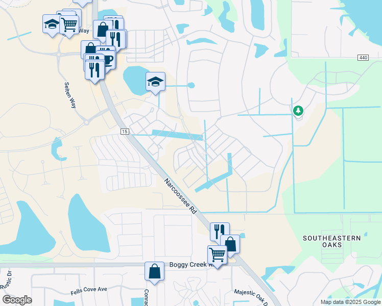 map of restaurants, bars, coffee shops, grocery stores, and more near 9802 Bucklow Hill Drive in Orlando