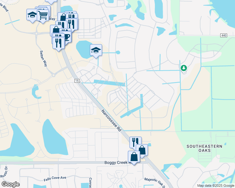 map of restaurants, bars, coffee shops, grocery stores, and more near 9802 Bucklow Hill Drive in Orlando