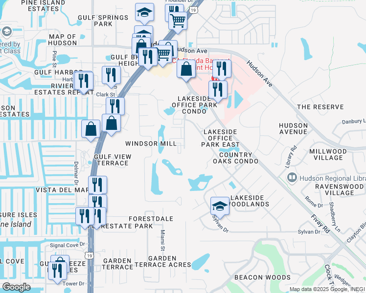 map of restaurants, bars, coffee shops, grocery stores, and more near 13707 Dallas Drive in Hudson