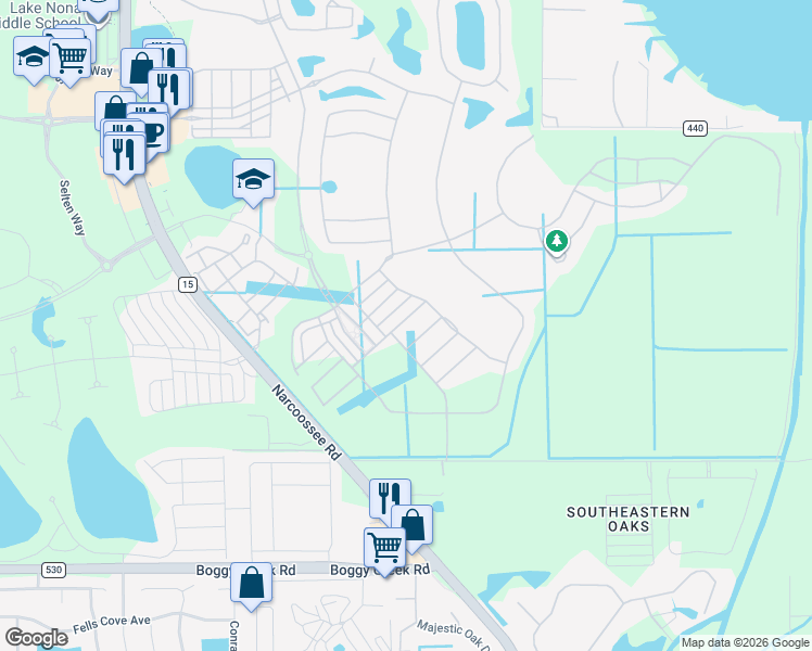 map of restaurants, bars, coffee shops, grocery stores, and more near 13225 Oakenshaw Lane in Orlando
