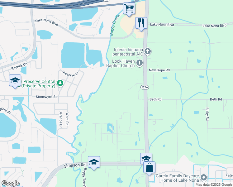 map of restaurants, bars, coffee shops, grocery stores, and more near 4000 Nona West Boulevard in Orlando