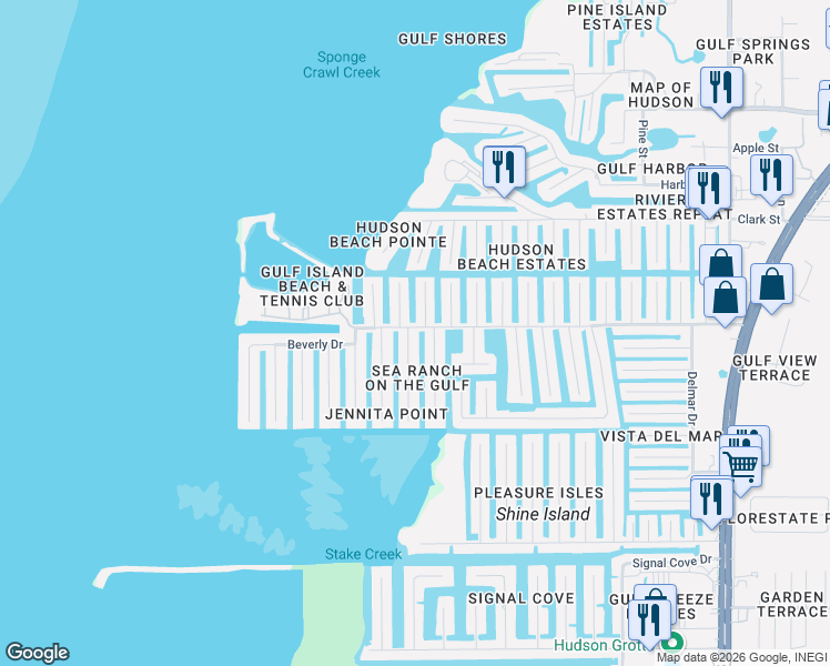 map of restaurants, bars, coffee shops, grocery stores, and more near 13637 Allyn Drive in Hudson