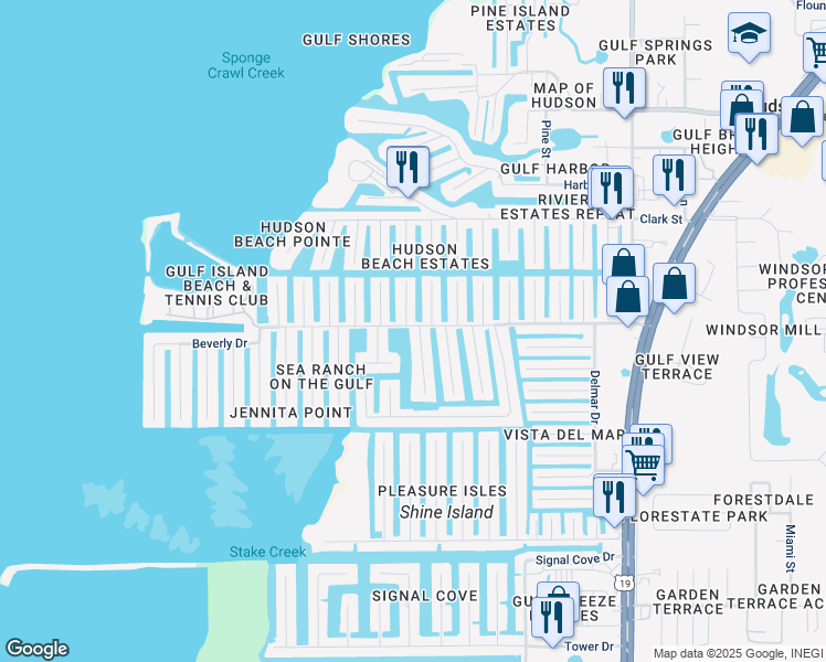 map of restaurants, bars, coffee shops, grocery stores, and more near 13717 Evelane Drive in Hudson