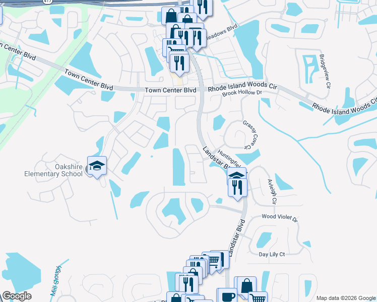 map of restaurants, bars, coffee shops, grocery stores, and more near 14576 Laguna Beach Circle in Orlando