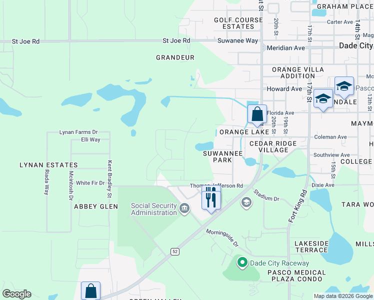 map of restaurants, bars, coffee shops, grocery stores, and more near in Dade City