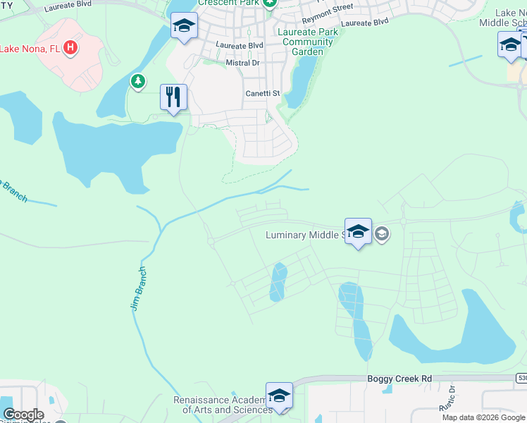 map of restaurants, bars, coffee shops, grocery stores, and more near 13870 Narcoossee Road in Orlando
