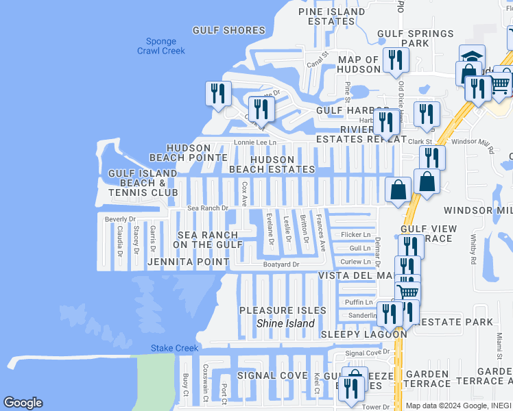 map of restaurants, bars, coffee shops, grocery stores, and more near 13725 Mattix Avenue in Hudson