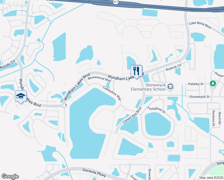 map of restaurants, bars, coffee shops, grocery stores, and more near 2538 Barwick Street in Orlando