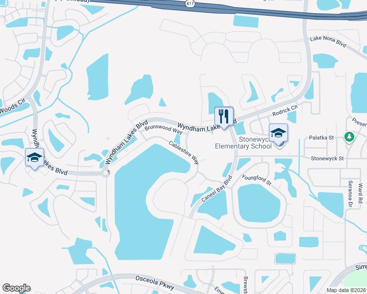map of restaurants, bars, coffee shops, grocery stores, and more near 2538 Barwick Street in Orlando