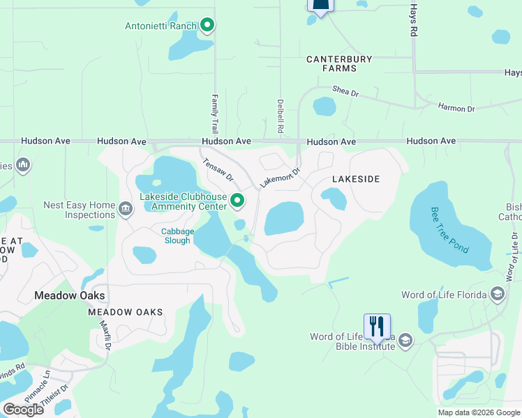 map of restaurants, bars, coffee shops, grocery stores, and more near 13726 Lakemont Drive in Hudson