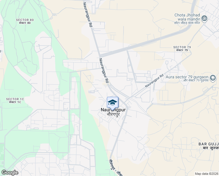 map of restaurants, bars, coffee shops, grocery stores, and more near TO Naurangpur Village in Gurgaon