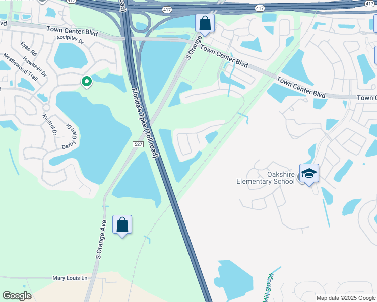 map of restaurants, bars, coffee shops, grocery stores, and more near 901 Windrose Drive in Orlando