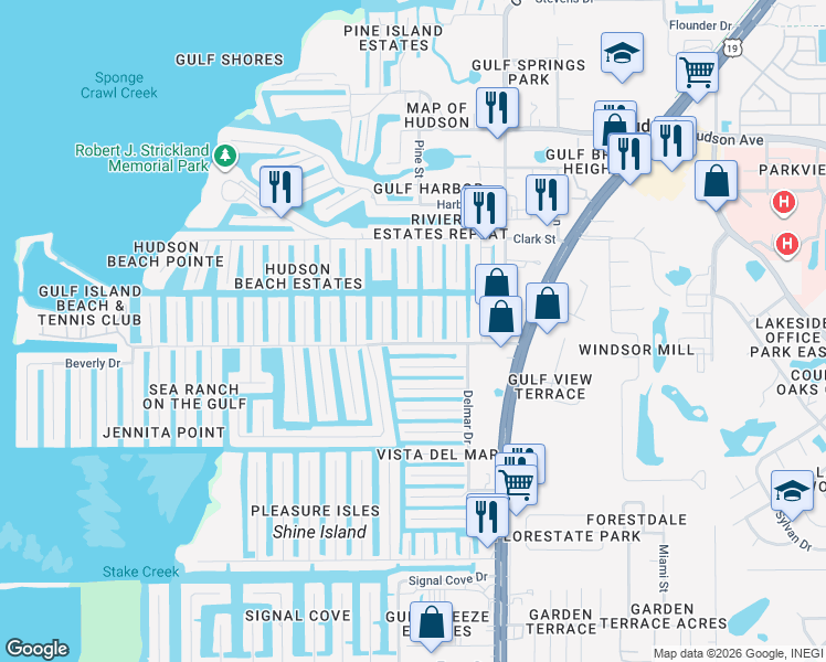 map of restaurants, bars, coffee shops, grocery stores, and more near 13734 San Juan Ave in Hudson