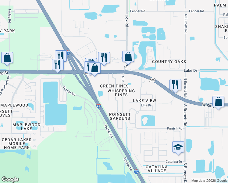 map of restaurants, bars, coffee shops, grocery stores, and more near 247 Lincoln Road in Cocoa