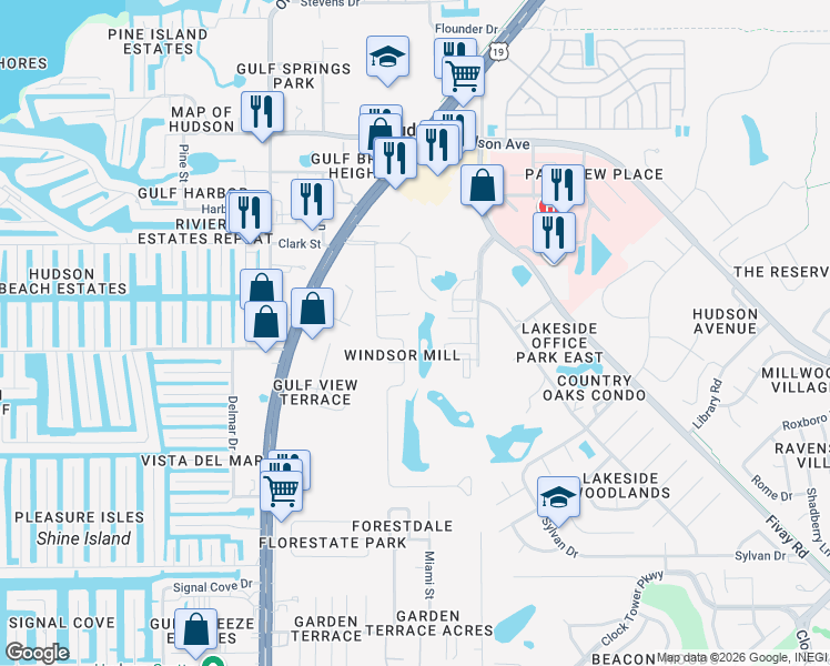 map of restaurants, bars, coffee shops, grocery stores, and more near 13710 Whitby Rd in Hudson