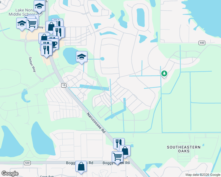 map of restaurants, bars, coffee shops, grocery stores, and more near 9544 Mere Parkway in Orlando