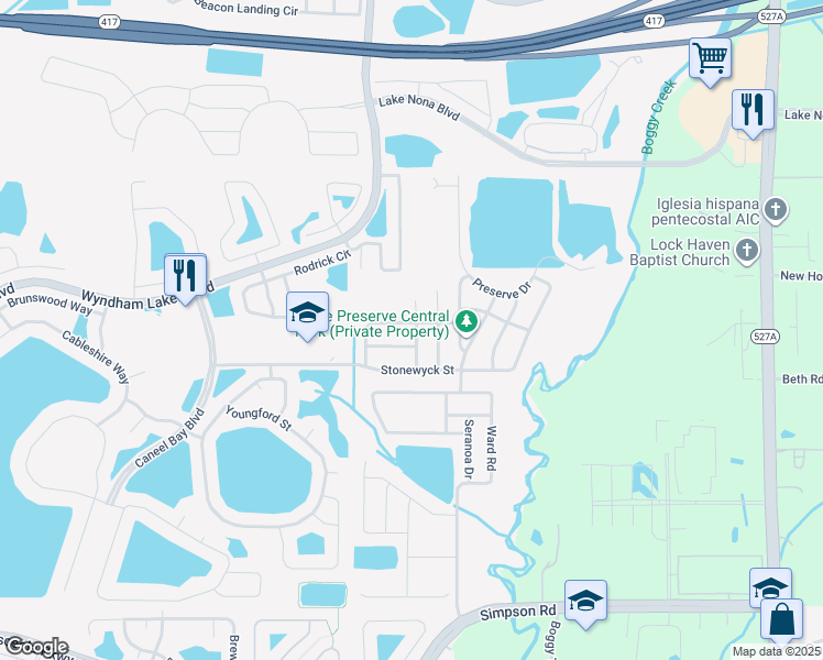 map of restaurants, bars, coffee shops, grocery stores, and more near 3296 Palatka Street in Orlando