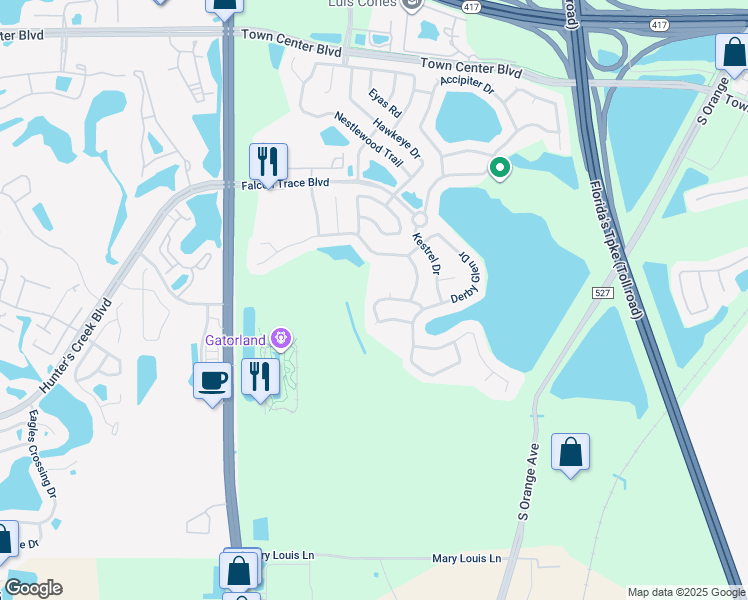 map of restaurants, bars, coffee shops, grocery stores, and more near 1993 Marsh Hawk Cir in Orlando