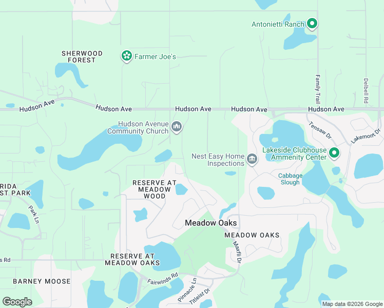 map of restaurants, bars, coffee shops, grocery stores, and more near 13708 Meadow Green Lane in Hudson