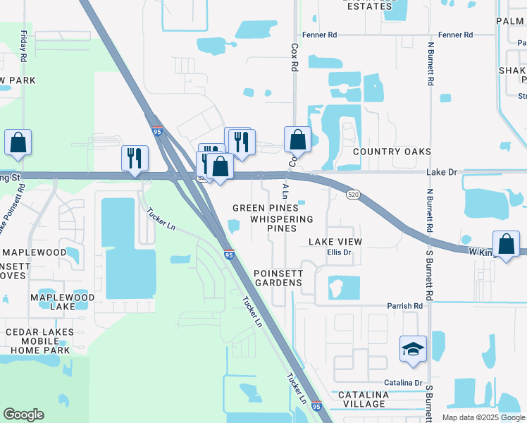 map of restaurants, bars, coffee shops, grocery stores, and more near 247 Lincoln Road in Cocoa