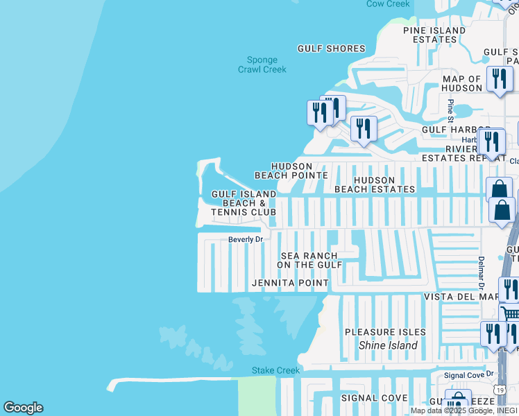 map of restaurants, bars, coffee shops, grocery stores, and more near 6035 Sea Ranch Drive in Hudson