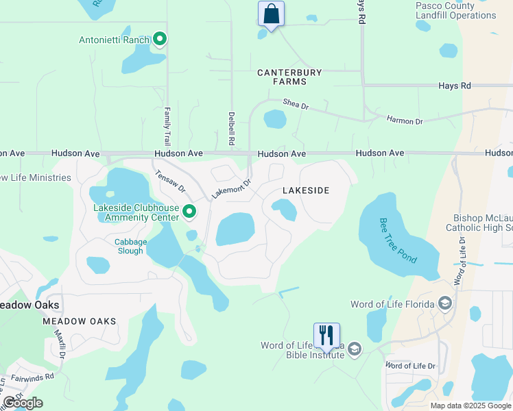 map of restaurants, bars, coffee shops, grocery stores, and more near 14040 Lugano Court in Hudson