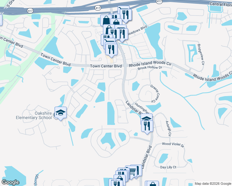 map of restaurants, bars, coffee shops, grocery stores, and more near 14576 Laguna Beach Circle in Orlando
