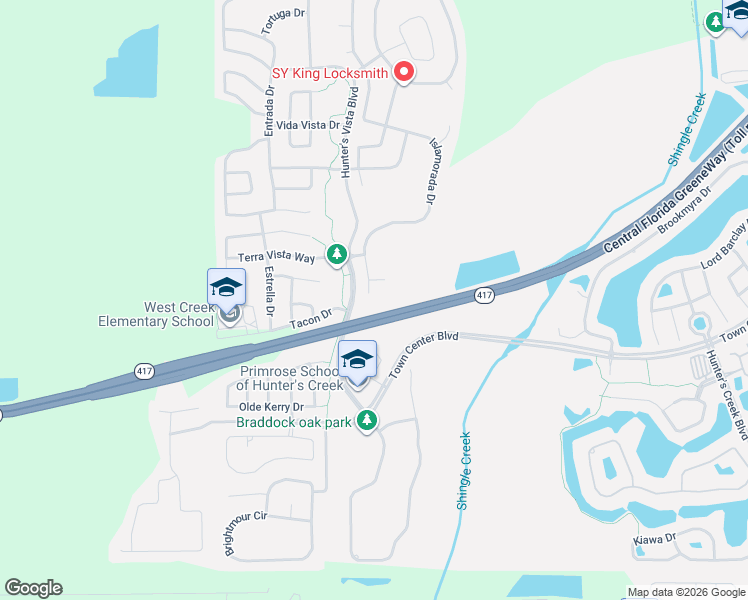 map of restaurants, bars, coffee shops, grocery stores, and more near 14342 Islamorada Drive in Orlando
