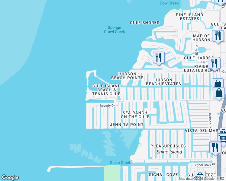 map of restaurants, bars, coffee shops, grocery stores, and more near 6009 Sea Ranch Drive in Hudson