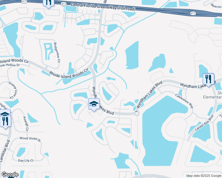 map of restaurants, bars, coffee shops, grocery stores, and more near 2148 Windcrest Lake Circle in Orlando