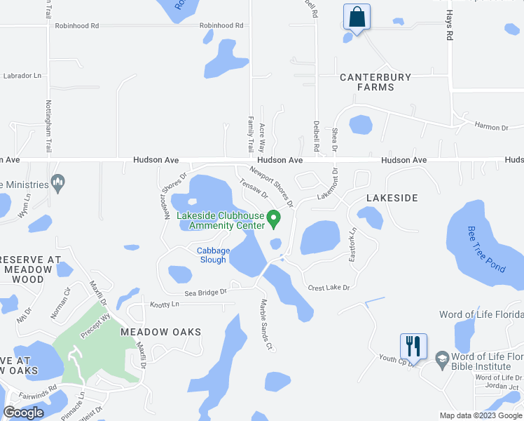map of restaurants, bars, coffee shops, grocery stores, and more near 13755 Trull Way in Hudson