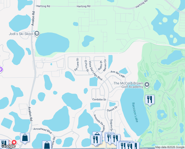 map of restaurants, bars, coffee shops, grocery stores, and more near 11332 Vista Del Lago Boulevard in Four Corners
