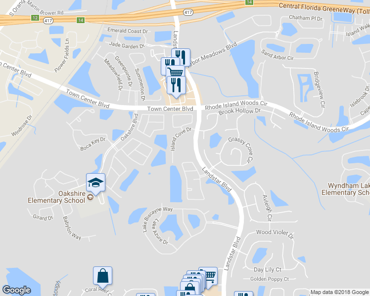 map of restaurants, bars, coffee shops, grocery stores, and more near 1229 Garden Isle Court in Orlando