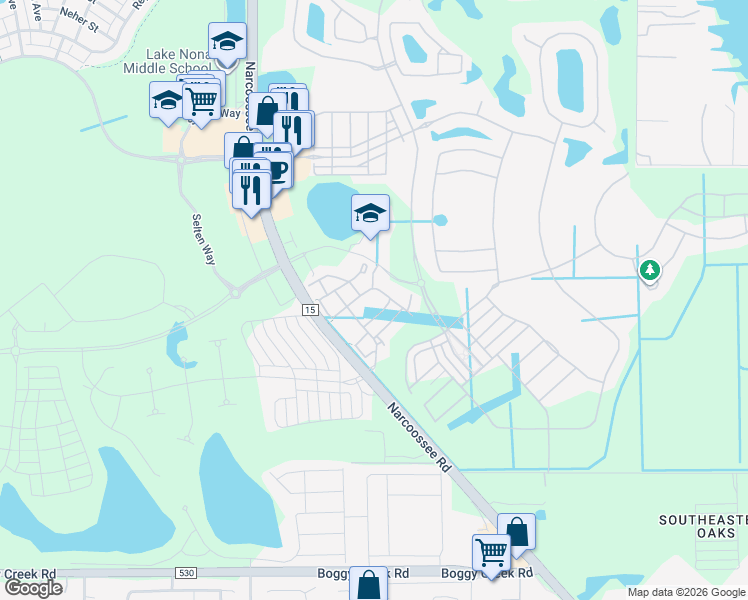 map of restaurants, bars, coffee shops, grocery stores, and more near 9804 Sanctuary Approach Road in Orlando