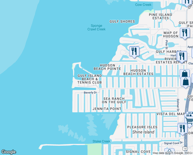 map of restaurants, bars, coffee shops, grocery stores, and more near 6035 Sea Ranch Drive in Hudson