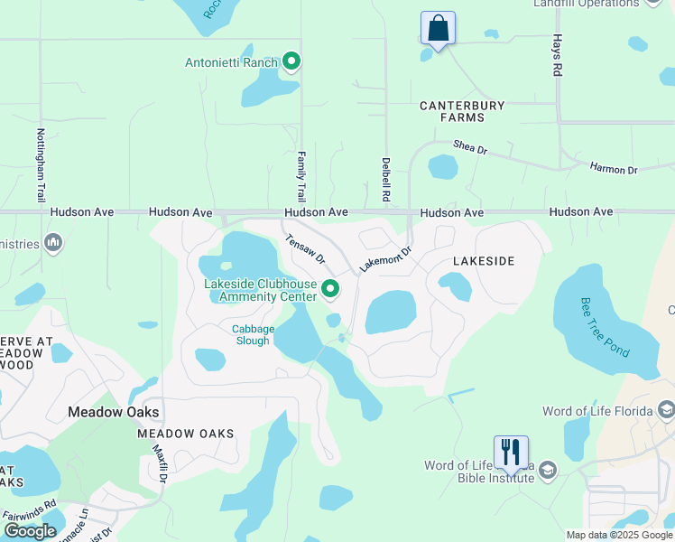 map of restaurants, bars, coffee shops, grocery stores, and more near 13816 Tensaw Drive in Hudson