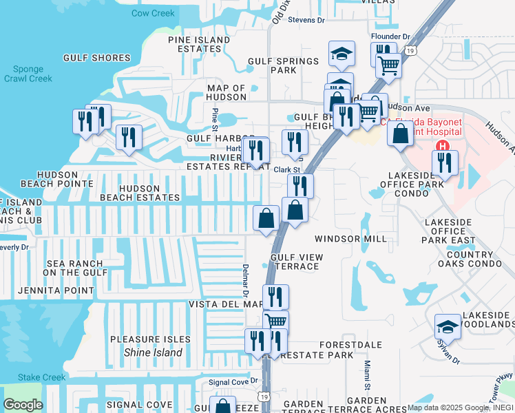 map of restaurants, bars, coffee shops, grocery stores, and more near 13822 Judy Avenue in Hudson
