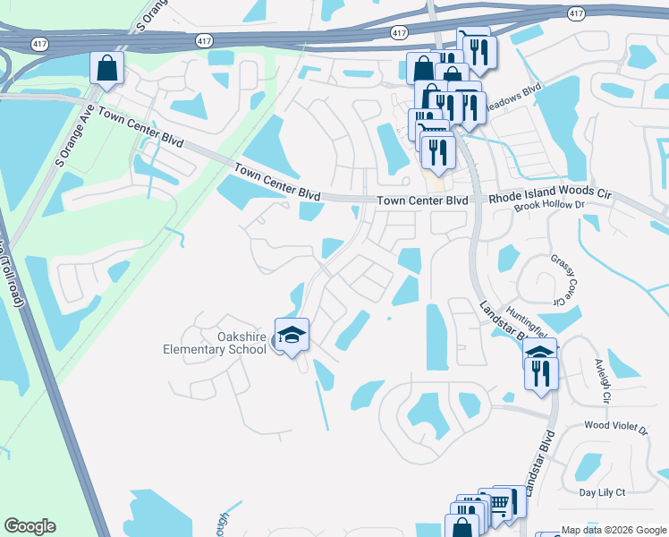 map of restaurants, bars, coffee shops, grocery stores, and more near 1436 Timberbend Circle in Orlando