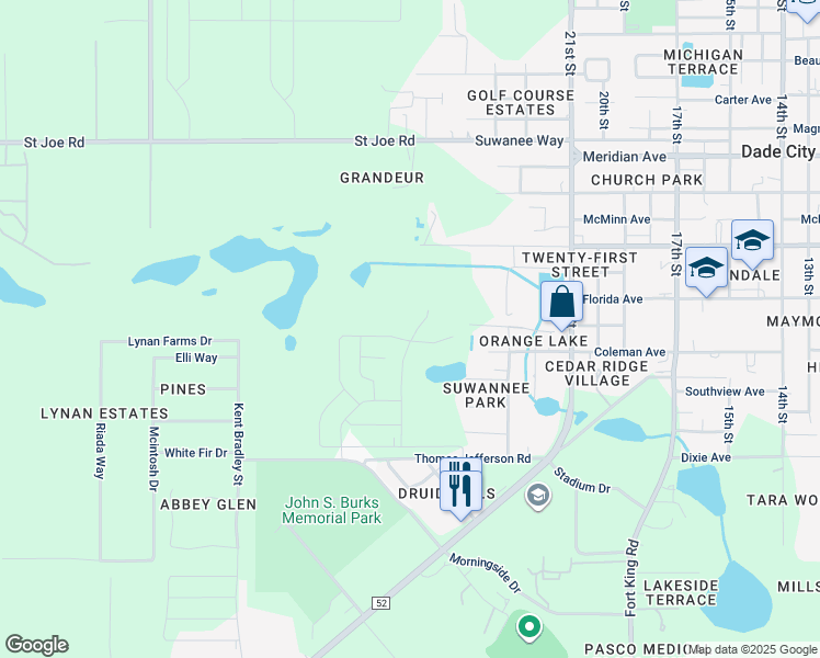 map of restaurants, bars, coffee shops, grocery stores, and more near in Dade City