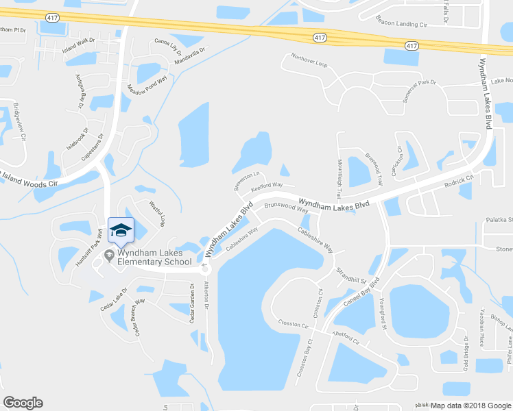 map of restaurants, bars, coffee shops, grocery stores, and more near 14647 Brunswood Way in Orlando