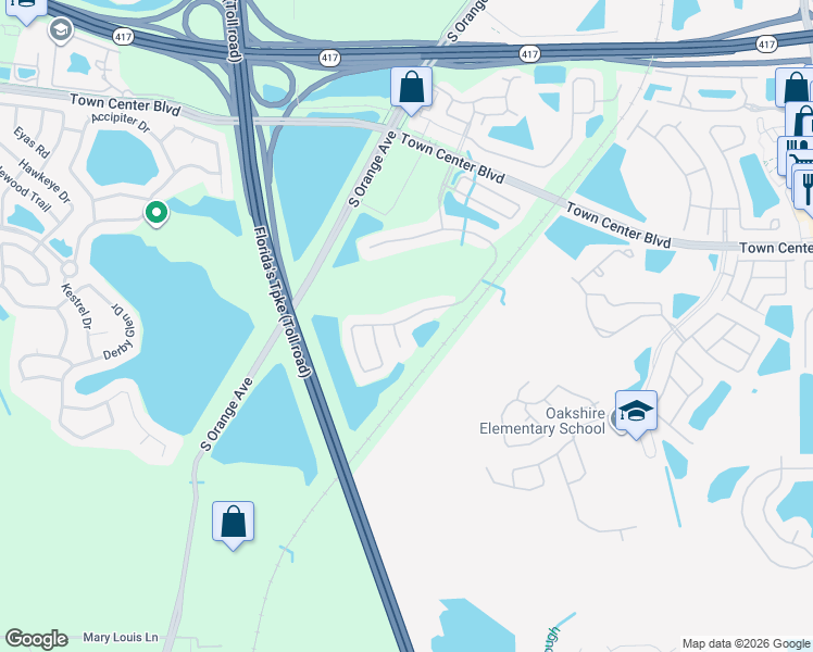 map of restaurants, bars, coffee shops, grocery stores, and more near 509 Windrose Drive in Orlando
