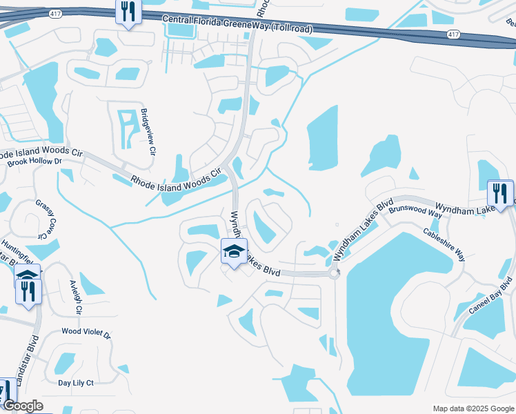 map of restaurants, bars, coffee shops, grocery stores, and more near 2209 Windcrest Lake Circle in Orlando