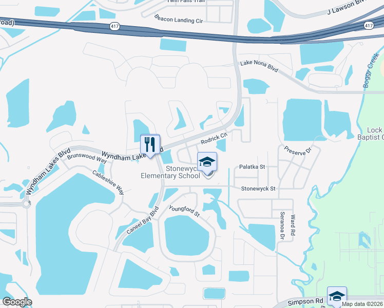 map of restaurants, bars, coffee shops, grocery stores, and more near 3011 Bargate Street in Orlando