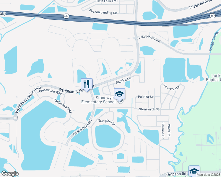 map of restaurants, bars, coffee shops, grocery stores, and more near 3011 Bargate Street in Orlando