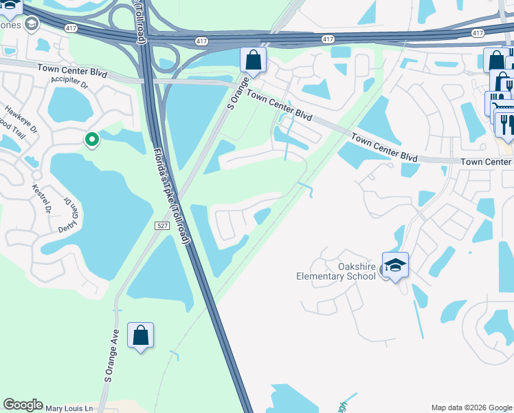 map of restaurants, bars, coffee shops, grocery stores, and more near 509 Windrose Drive in Orlando